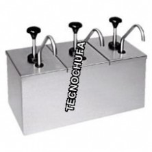 TOPPING DISPENSER TRIPLE INOX WITH PUMP STAINLESS STEEL