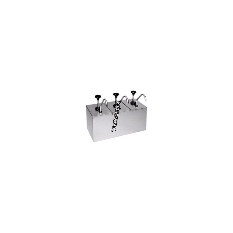 TOPPING DISPENSER TRIPLE INOX WITH PUMP STAINLESS STEEL